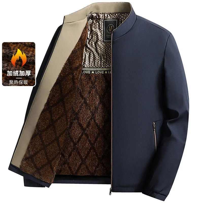 

New Men's Fashion Classic Business Travel Trend Plus Fleece Thickened British Style Outdoor Travel Work Executive Casual Jacket