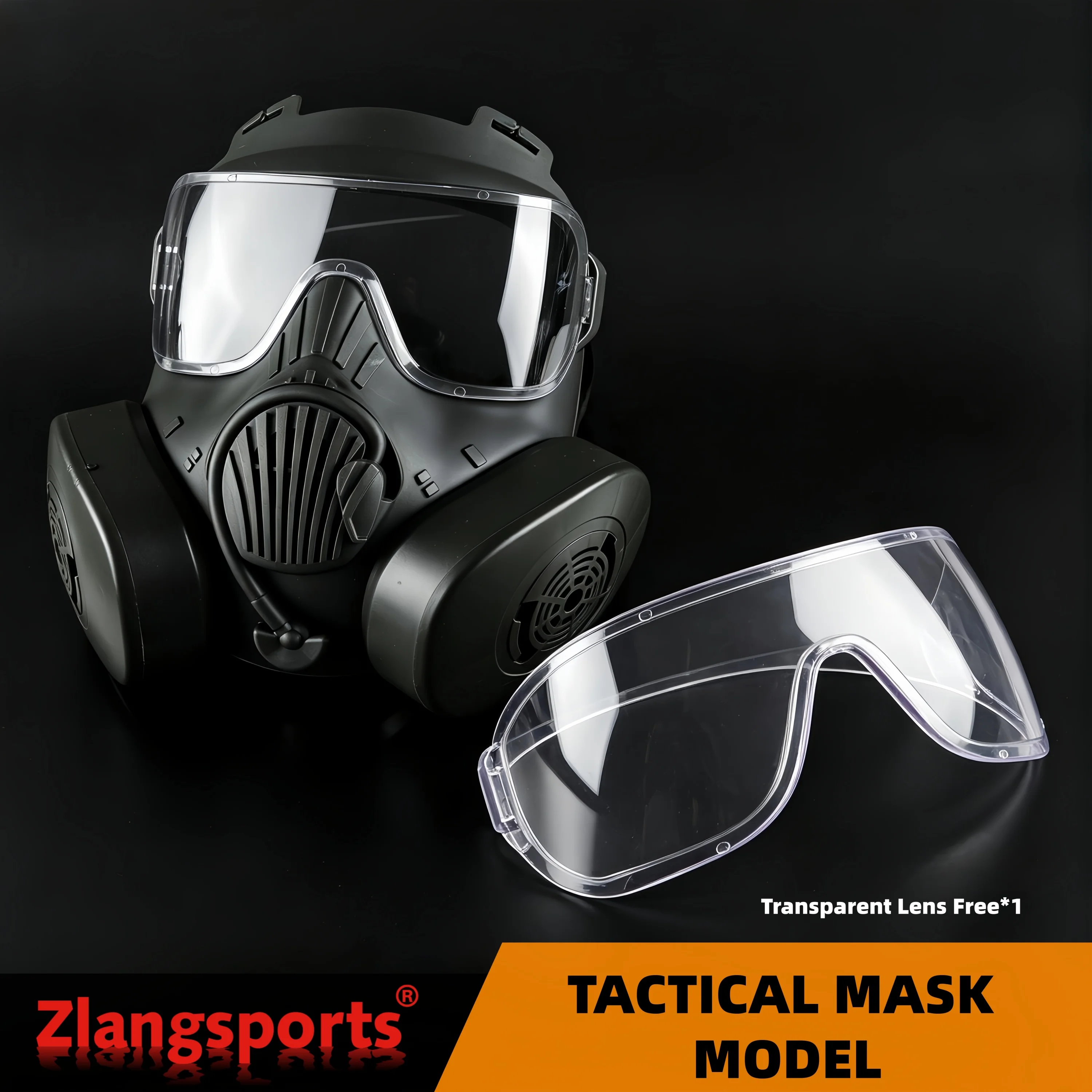 

M50 Tactical Mask Set Gray Lens And Replacement Clear Lens, TPE Breathable for CS,Cosplay,Adjustable Strap Festival Gift