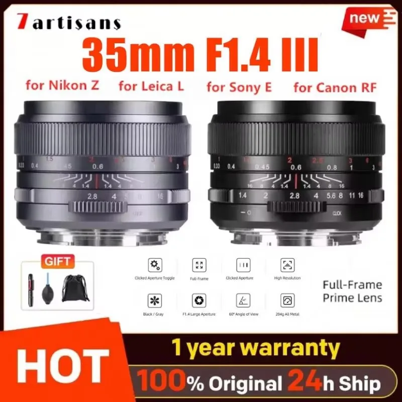 7artisans 35mm F1.4 III Full Frame Manual Focus Prime Lens for Nikon Z Z50 ZFC Leica SIGMA L SL Sony E alpha 7 Canon RF EOS-R