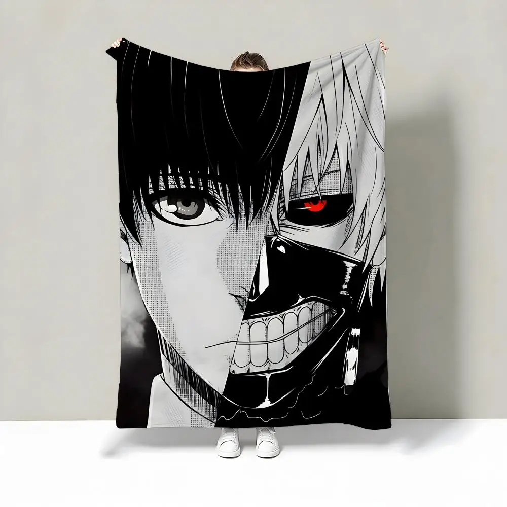 T-Tokyo Ghoul ANIME Throw Flannel Blanket Warm Cozy Throw For Bed Sofa Office Travel All Season