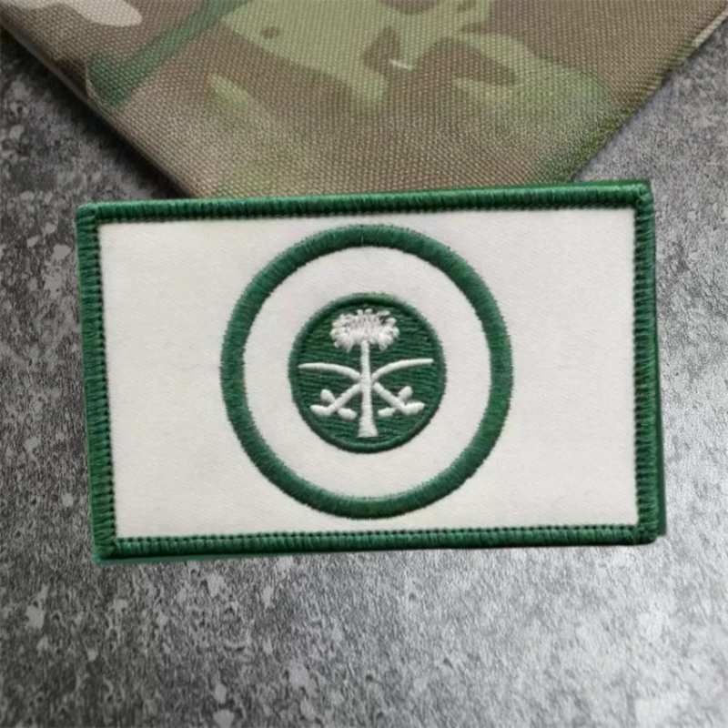 Saudi Arabian Flag Embroidered Tactical Patches Hook and Loop Patch on Cloth Military Morale Badge Backpack Stickers Accessories