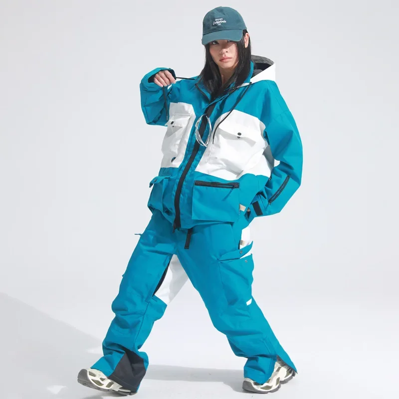 

New Waterproof Ski Suit Women's Outdoor Snowboard Casual Loose Hooded Skiing Suits Men's Warm Breathable Windproof Ski Jackets