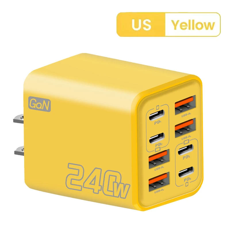 8-in-1 GaN USB-C bureaulader 240W snelladen telefoonadapter type-C kabel voor iPhone Samsung Xiaomi EU/VS/VK stekkerlader