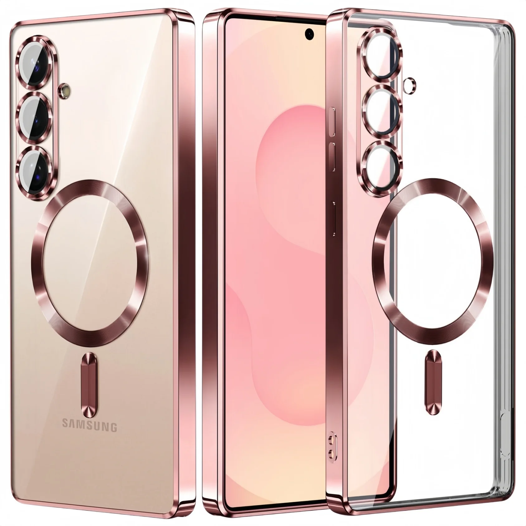 Camera Protection Clear Luxury Plating Cover Soft TPU Drop Protective With Magnetic Samsung Galaxy A57/A37