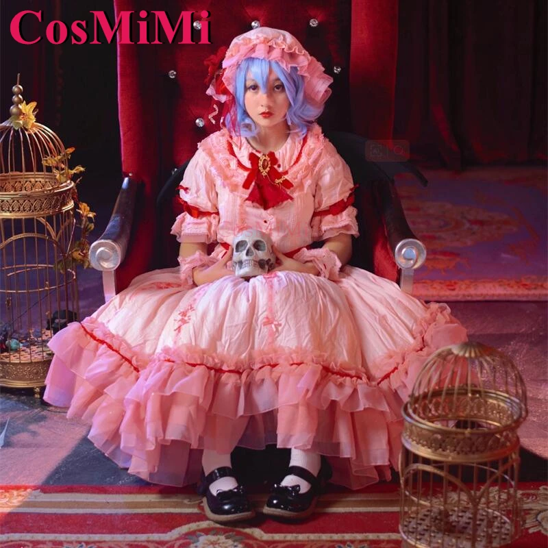 CosMi Remilia Scarlet juego de Cosplay Touhou Project disfraz precioso vestido rosa dulce elegante ropa de juego de rol para fiesta de Carnaval