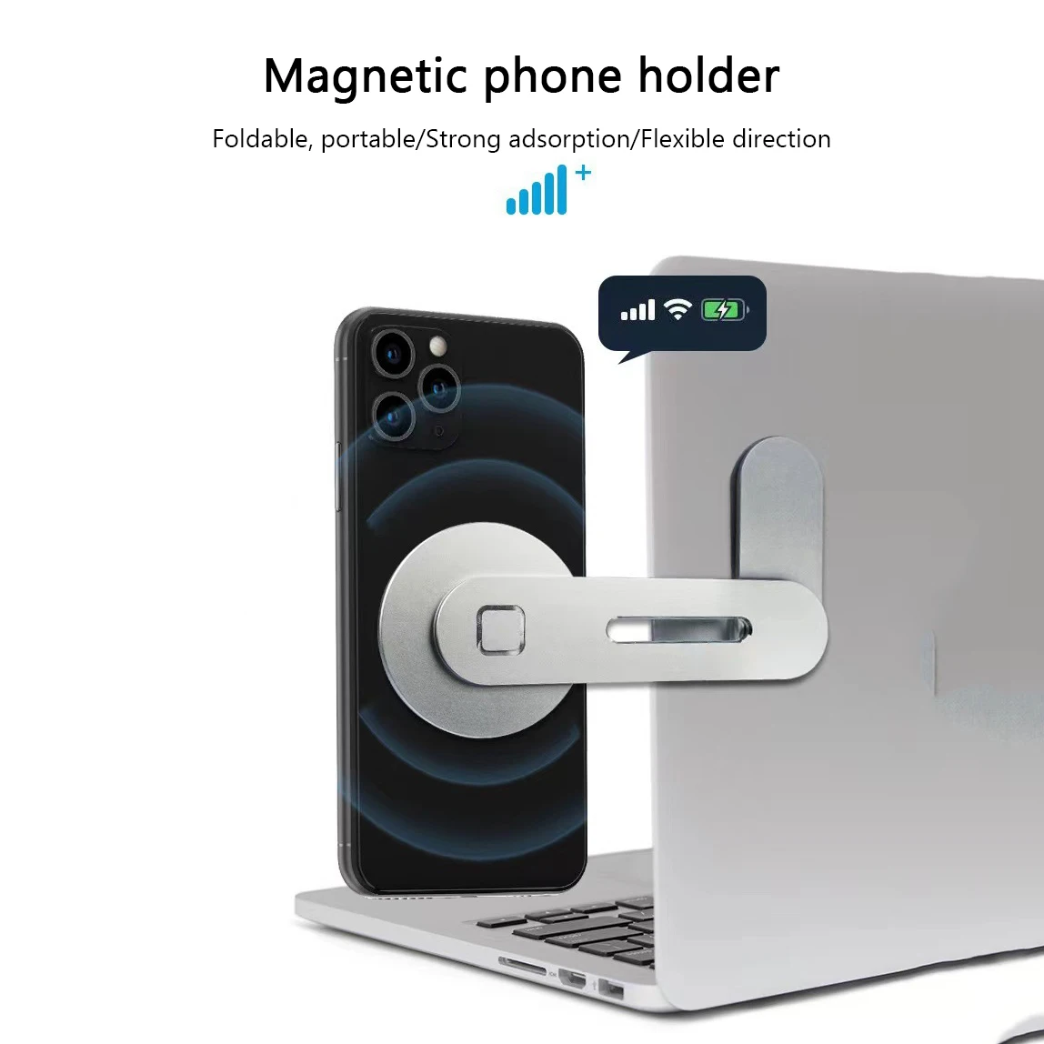 

1 шт. Магнитный держатель для ноутбука, монитор компьютера, боковой сотовый телефон, тонкий и складной для iPhone 14, 13, 12 серии, чехол и все телефоны