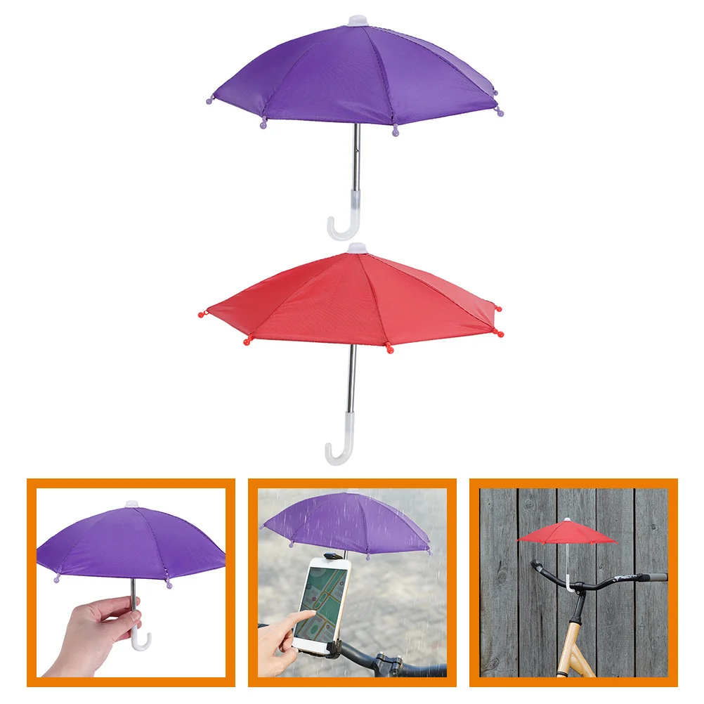 

2Pcs Universal Phone Sunshade Lightweight Umbrella for Riding Protection and Decoration Gift Small Phone Sunshade