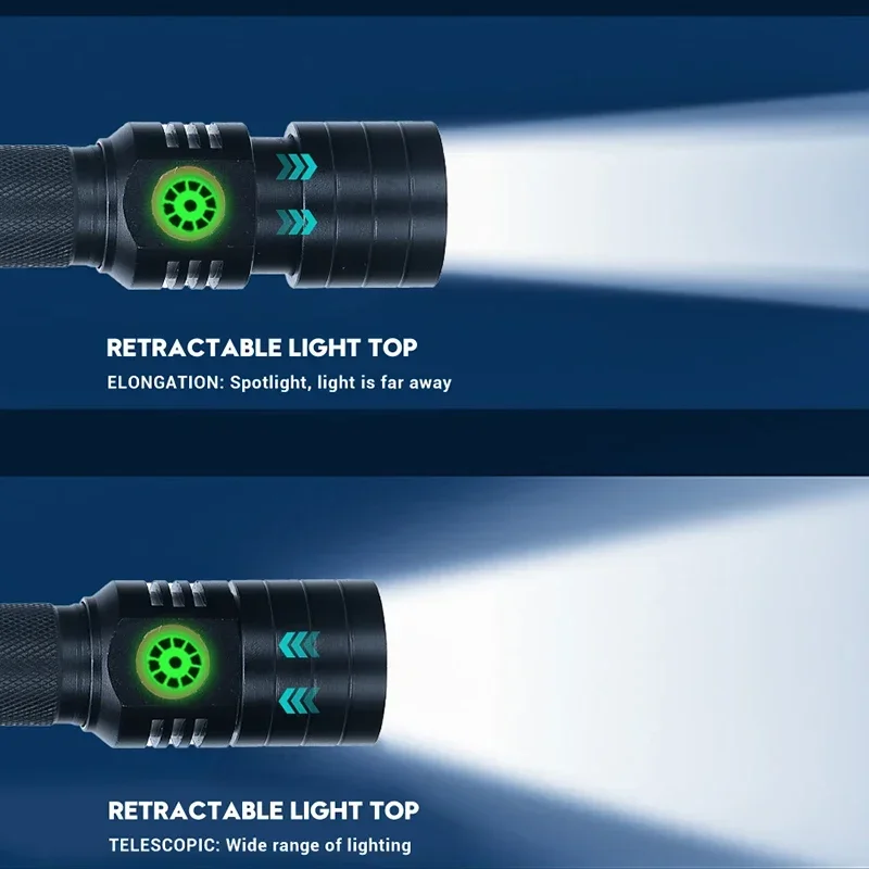 White Laser Mini Flashlight Strong Light Long Shot Bright LED Light Zoom Lamp External Long Life Battery Emergency Lighting