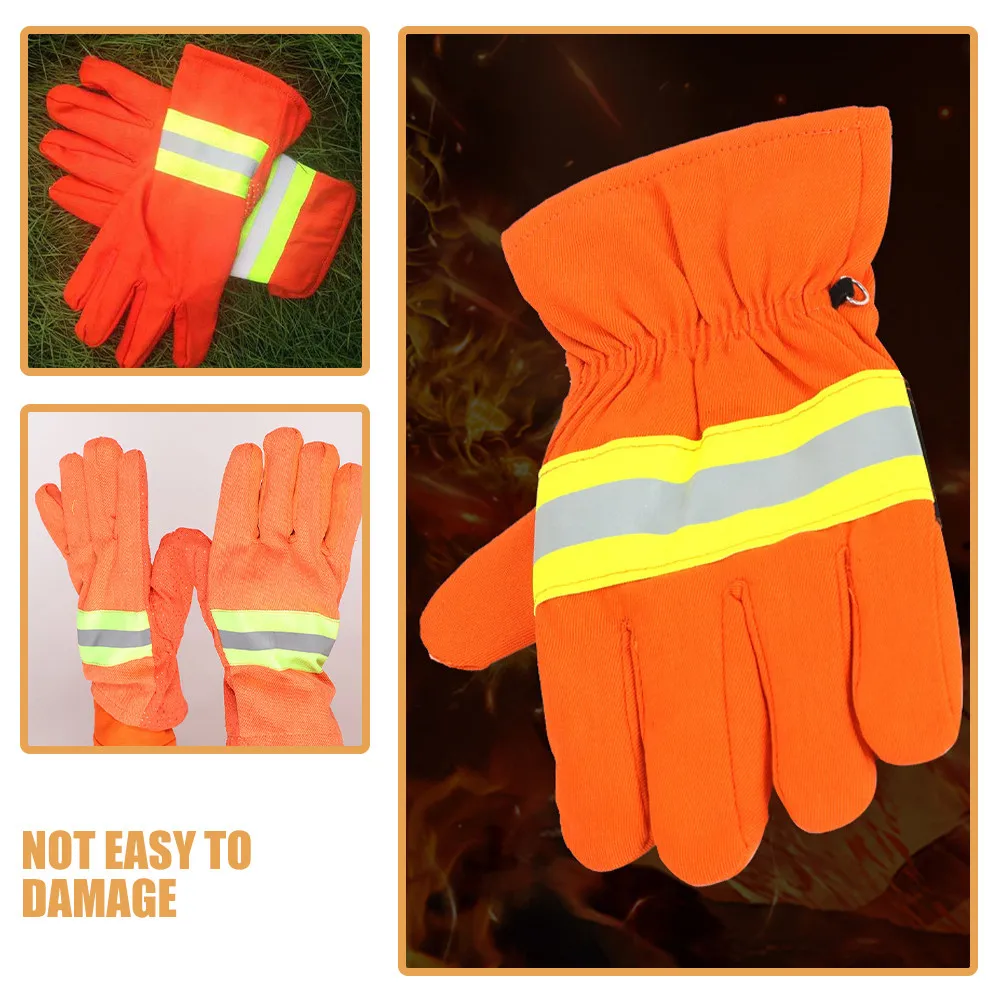 

1 пара огнестойких перчаток для экстренного спасения, утолщенные хлопковые термостойкие противоскользящие защитные перчатки для работы на открытом воздухе