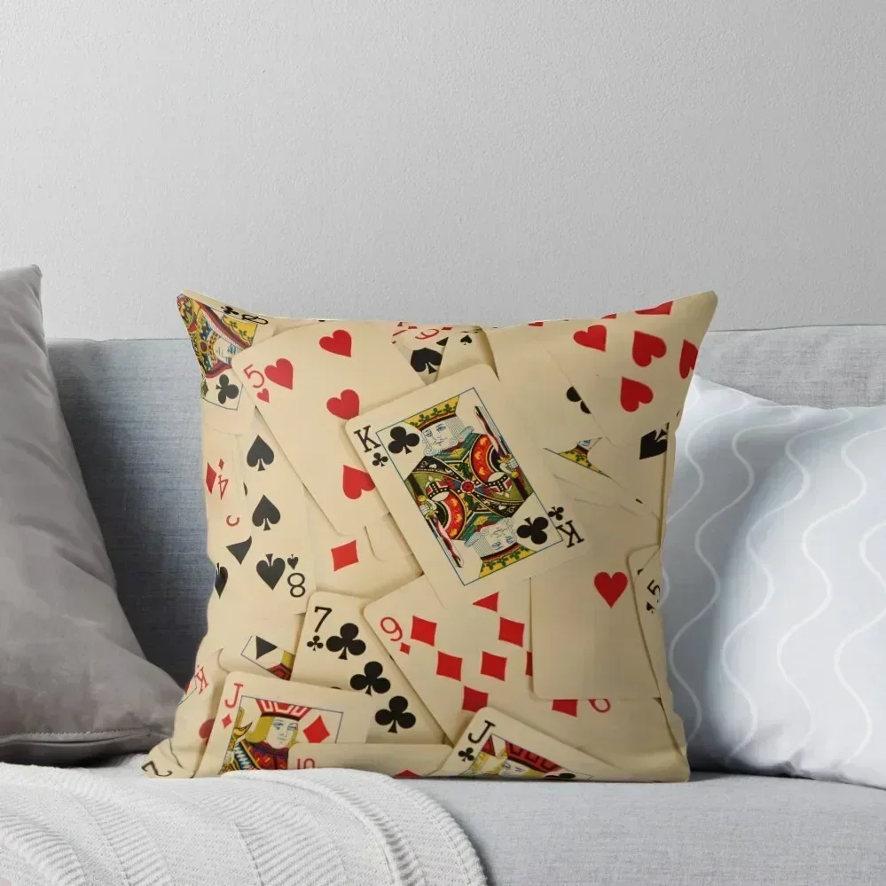 Scattered Pack of Playing Cards Hearts Clubs Diamonds Spades Pattern Throw Pillow Decorative Sofa Cushions pillow