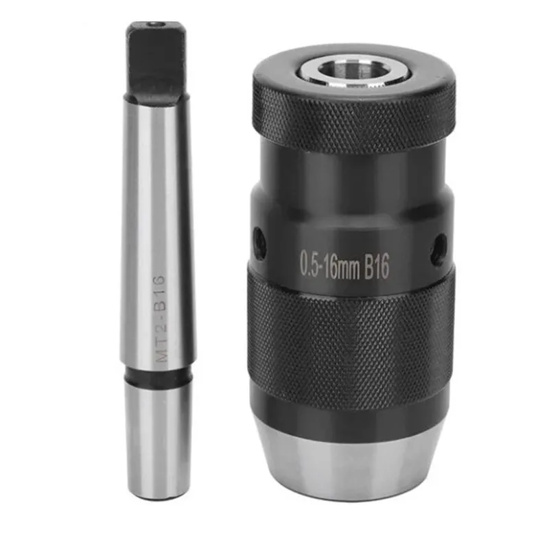 Self‑Tightening Drill Chuck Set 0.5‑16Mm B16 With MT2‑B16 Morse Taper Connecting Rod Kit For Lathe Drilling Milling