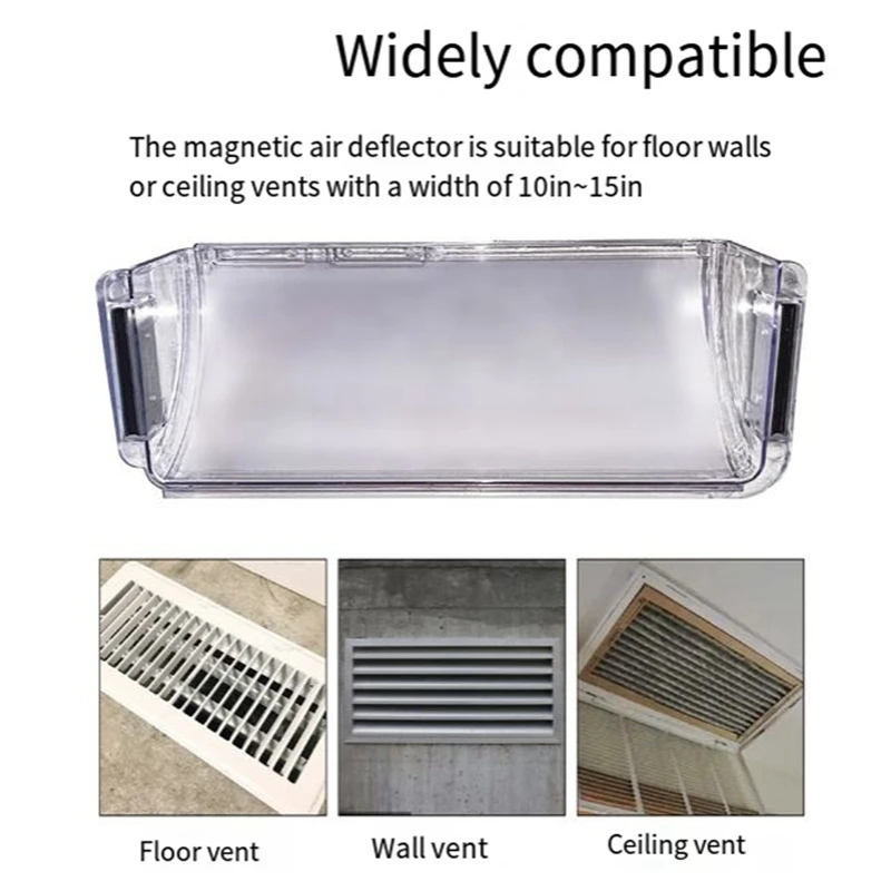 2Pack Adjustable Air Vent Deflector-10In To 15In Magnetic Floor Vent Covers For AC, Wall, Ceiling Registers With Magnets