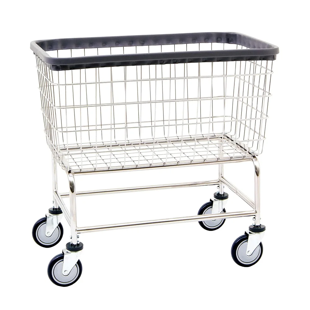 Steel Rolling Laundry Car Wire Laundry Basket with Wheeled Steel Frame with Galvanized 4 Inch Caster Wire Laundry Car