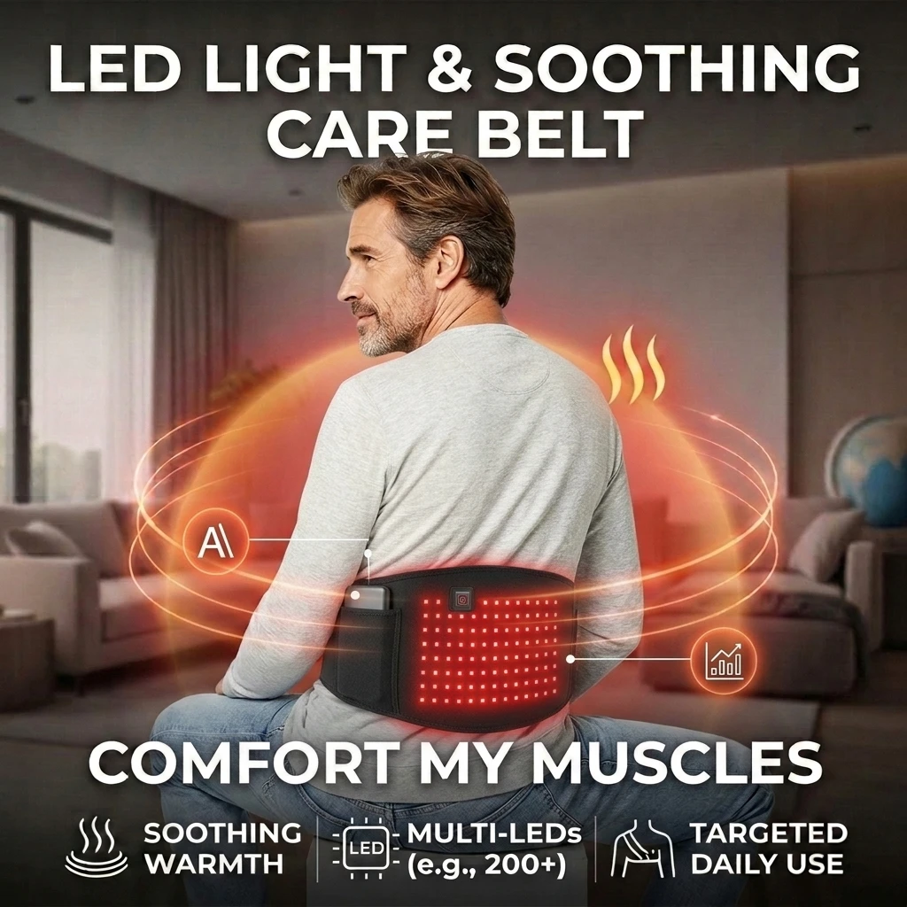 660nm LED Heating Belt for Shoulder Waist, 105 LEDs, 3 Heat Levels, Electric Abdominal Warm Wrap for Joint Muscle Comfort