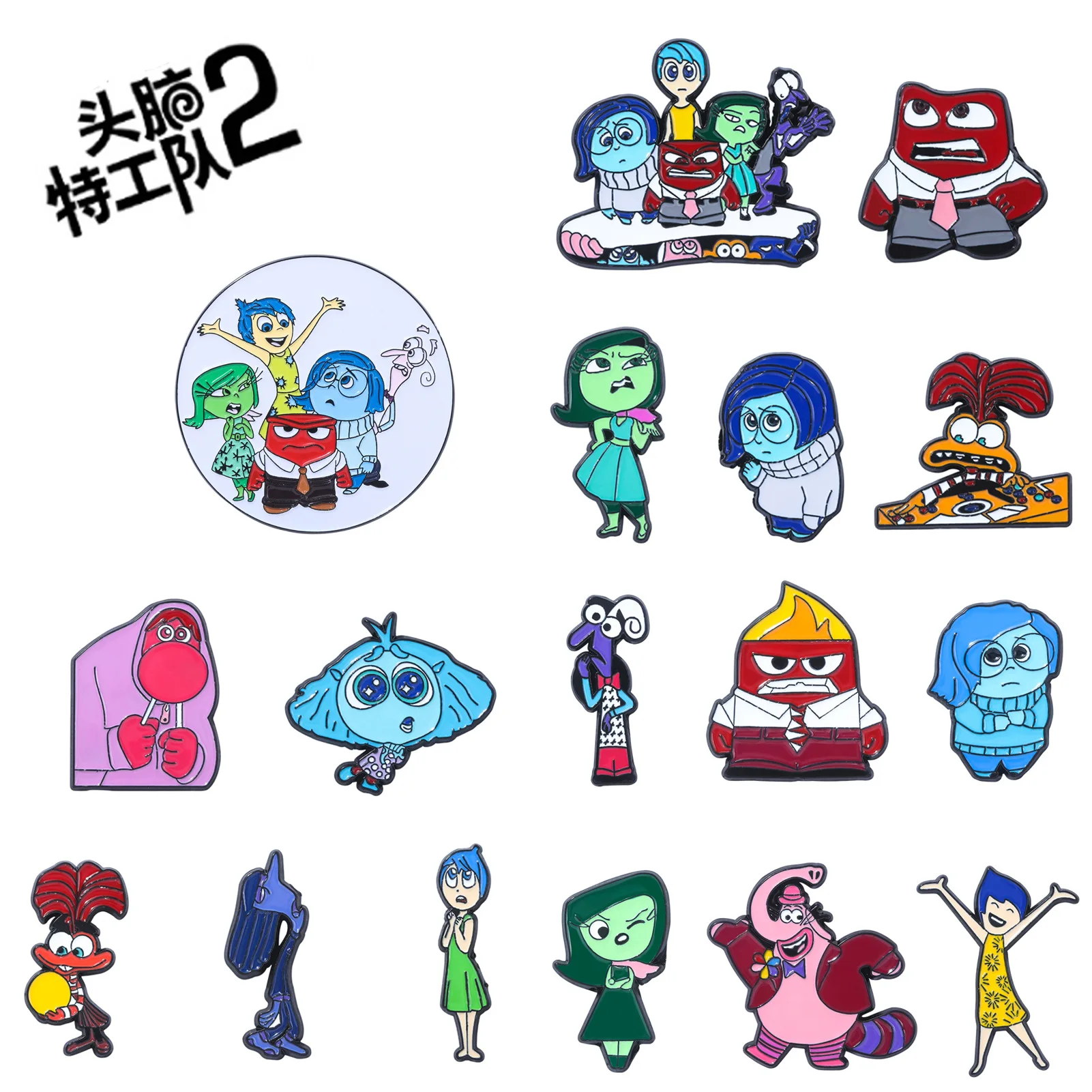 أنيمي Lnside خارج 2 بروش الفرح الغضب الحزن والفرح الكرتون لطيف شخصية شارة معدنية حقيبة نسائية مجوهرات اكسسوارات هدية