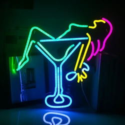 Sexy Woman Neon Sign Wine Glass Neon Sign LED Light Home Art Wedding Bar Bedroom Woman Neon Sign Bar Wall Light Sign Decor