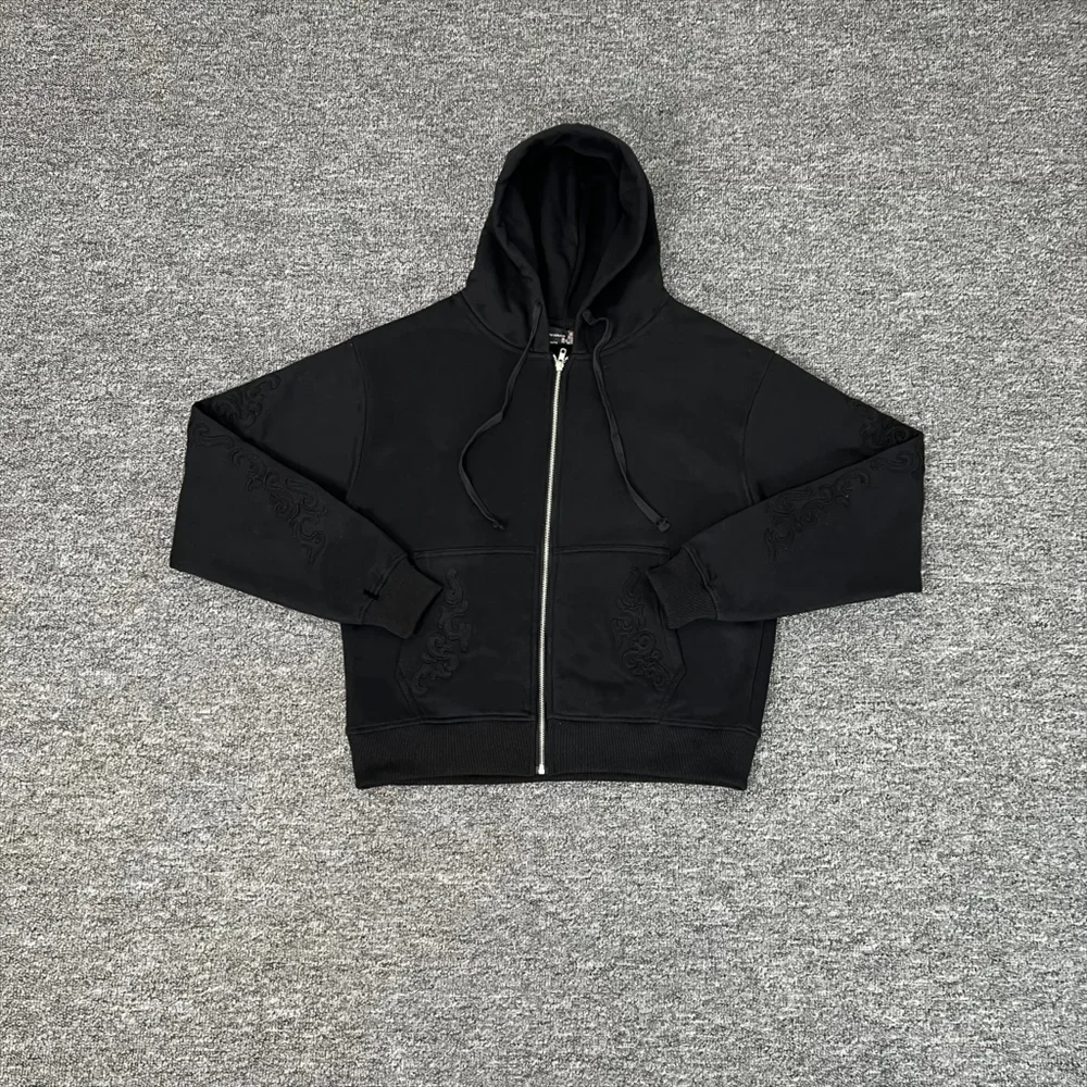 الشتاء Derschutze مقنعين قبعات رعاة البقر الغربية ركوب الخيل توتنهام المطرزة سترة الثقيلة النسيج البلوز الرجال النساء الأسود قلنسوة من القطن #2