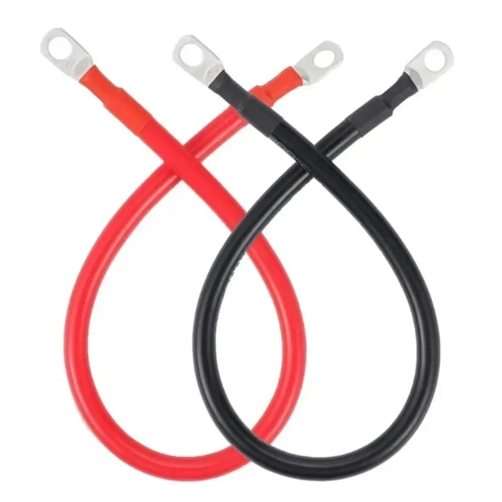 1Pcs Battery Inverter Cable Set with Terminals Stranded Copper Cord Solar Power Connection Wire with Lugs 2/4AWG 30/50CMPreemi view 2