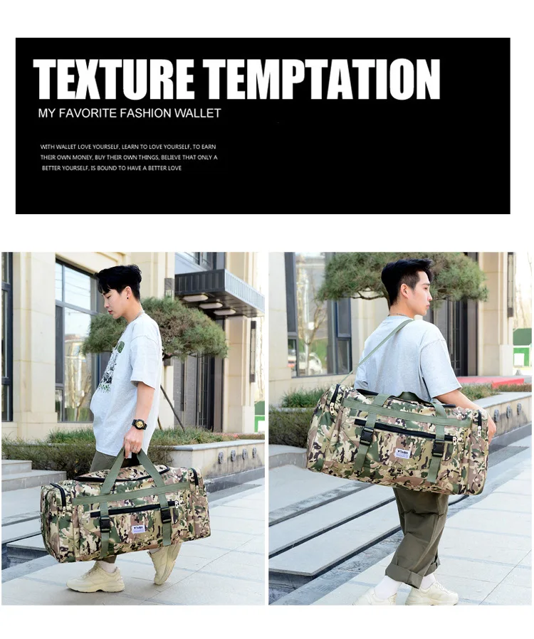 portable travel bag large capacity camouflage storage for clothes oversized luggage shoulder sturdy durable
