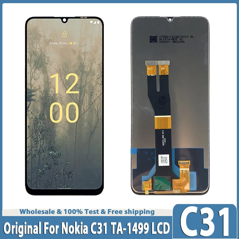 Original For Nokia C31 LCD Display Touch Screen Digitizer For Nokia C31 Display Screen Replace TA-1499 TA-1497 LCD Screen