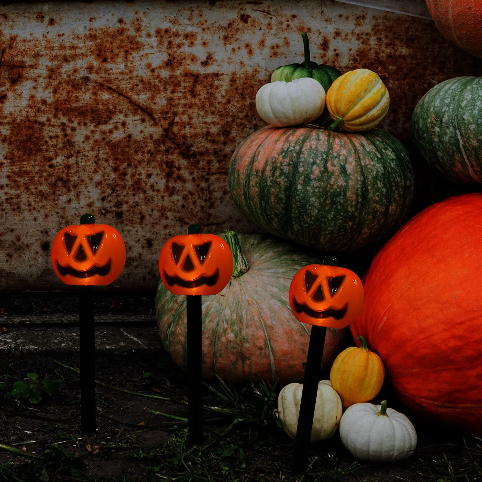 

1 set Solar Pumpkin Lights LED Halloween Decorative Ground Lamp Garden Yard Outdoor Spooky Scary Atmosphere Energy saving Long