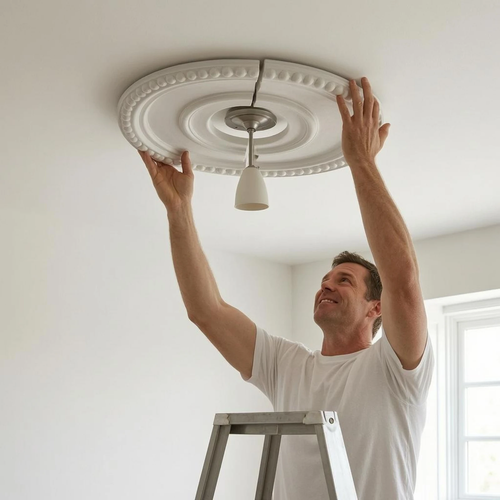 

PU Ceiling Plate Concentric Rings Split Ceiling Plate Lighting Part Molded White
