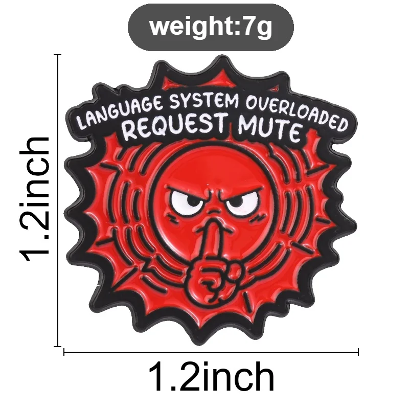 Cartoon Angry Red Sun Badge Request Mute Enamel Pins Fashion Lapel Brooches Metal Backpack Clothes Jewelry Gift for Friends