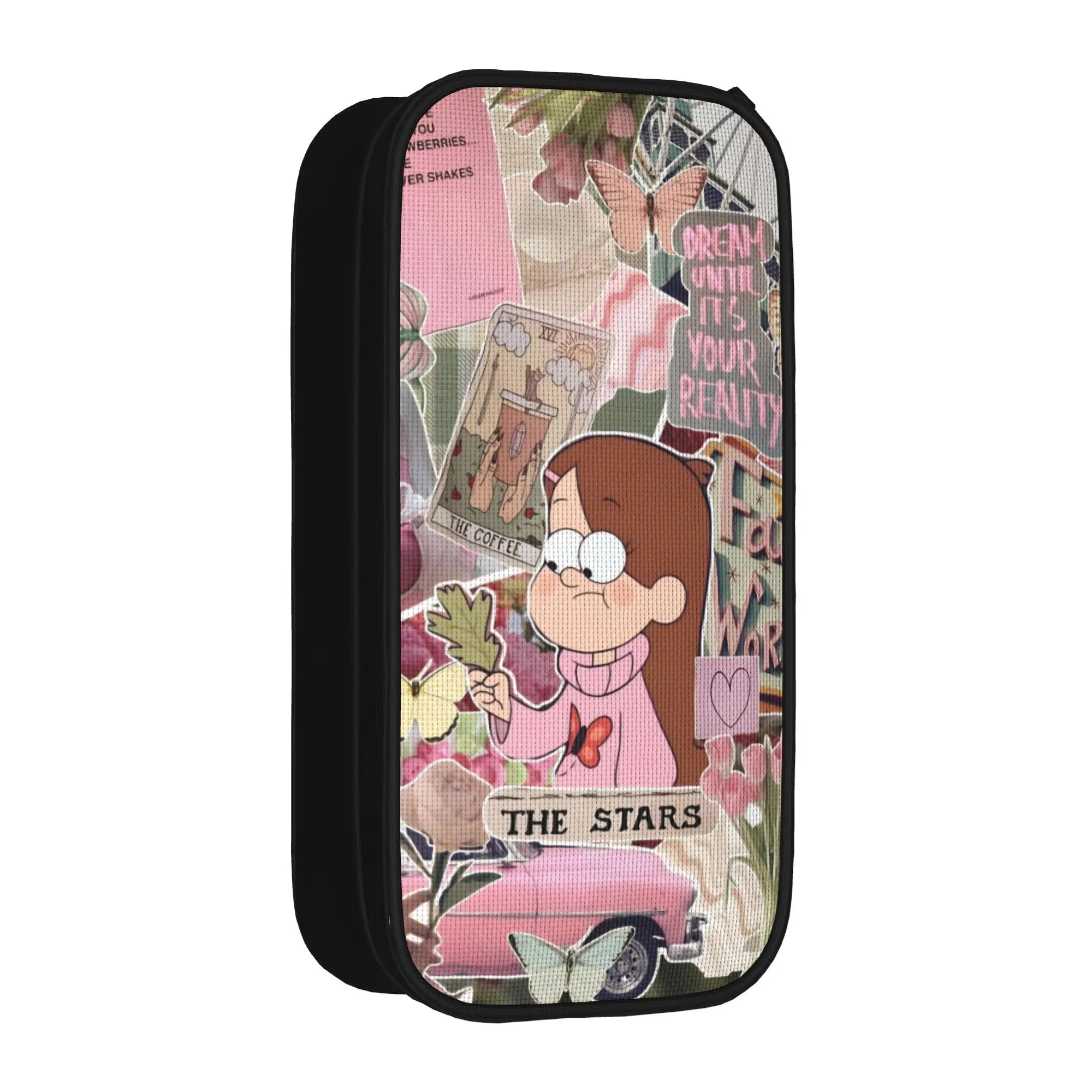 Large Pen Box G-Gravity Falls Office Accessories  Double Layer Pencilcase Women Make Up Bag Amazing Gift