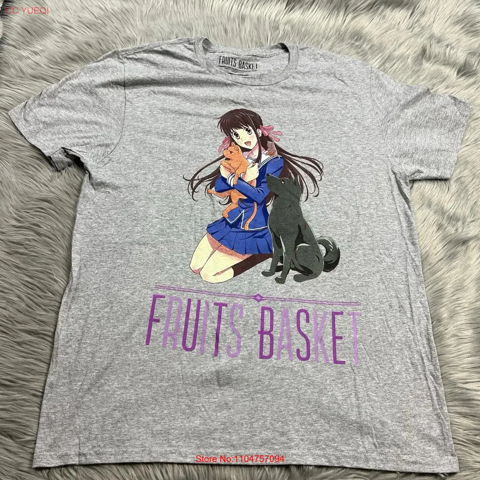 Camiseta Exclusiva de Anime y Manga Gris de Fruit Basket Loot Crate Lootwear, Talla Grande, Estilo Vintage Lavado, Suave, para Uso Diario