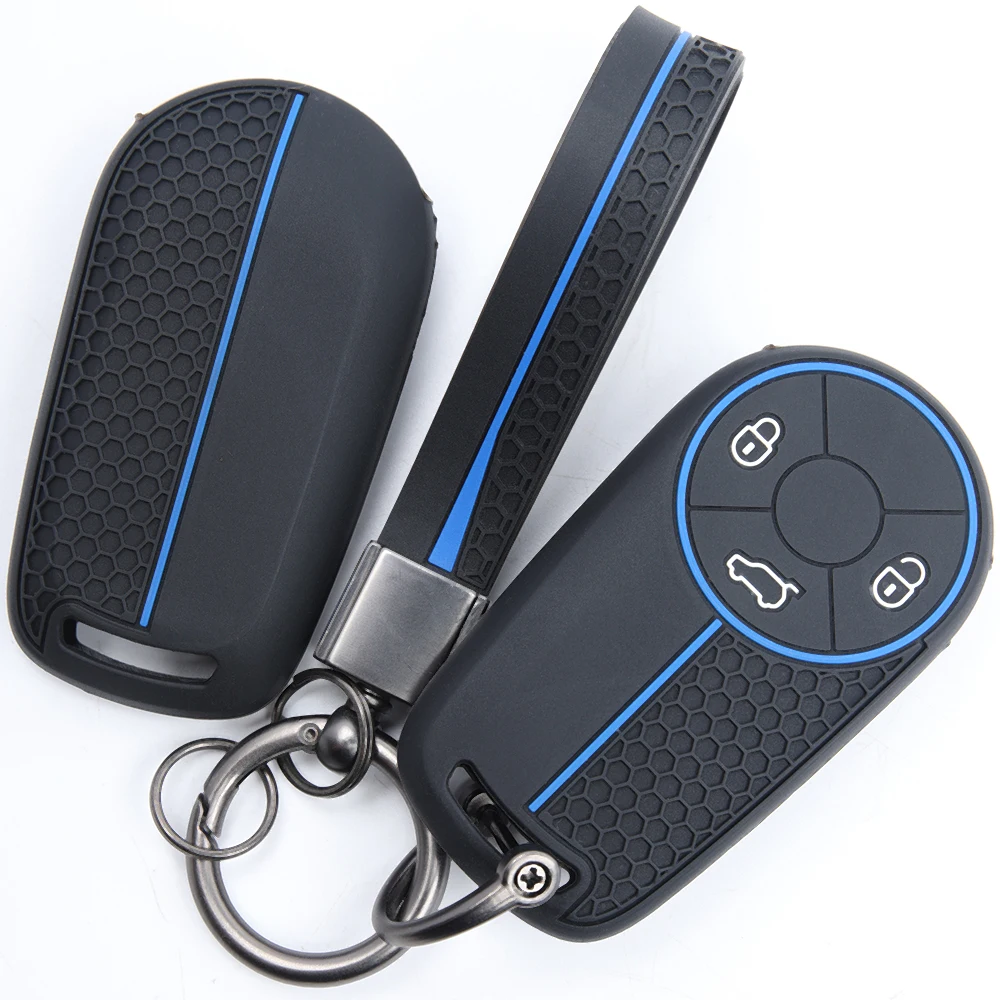 For Ora Funky Cat Genuine Car Key Cover Black Cat Victoria THENEXTORACAR White Cat Silicone Remote Fob Holder Lanyard Key Ring