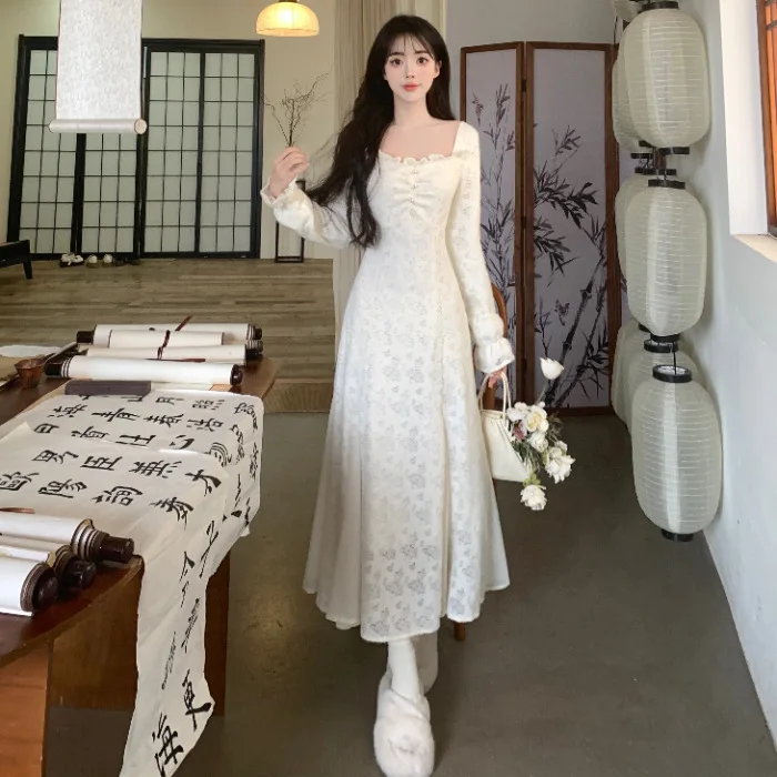 Sukienki Damskie Sukienka Meduza Jesień Satyna Z Ozdobami z Pereł Marszczona Bez Rękawów Dopasowana Syreni Krój Bankietowa Wieczorowa Elegancka Francuska Biurowa