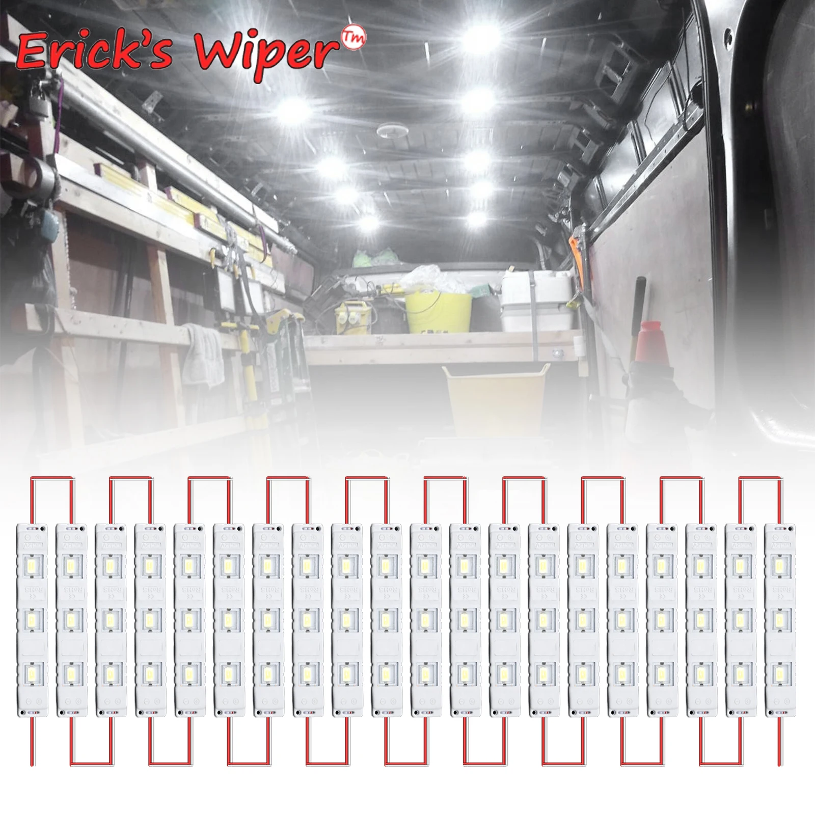 Erick\'s Wiper 12V 60 LEDs Van Interior Light Kits LED Ceiling Lamp Car Van Truck Auto Caravan Trailer Bus RV Room Cargo Lighting