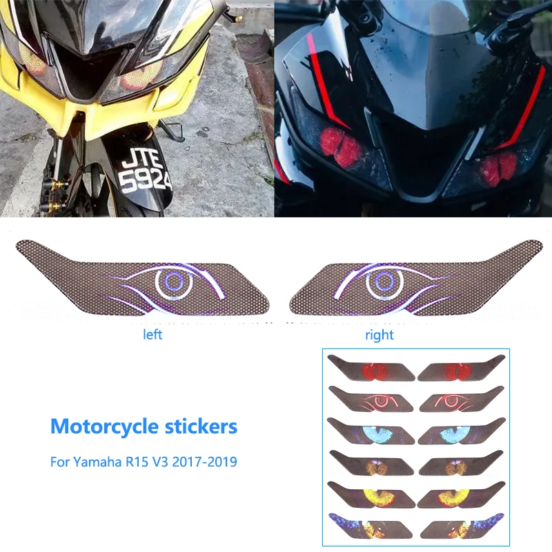 For Yamaha YZF-R15 V3 YZF R15 2017 2018 2019 3D Anti-Scratch Headlight Protector PVC Motorcycle Decal Sticker Kit