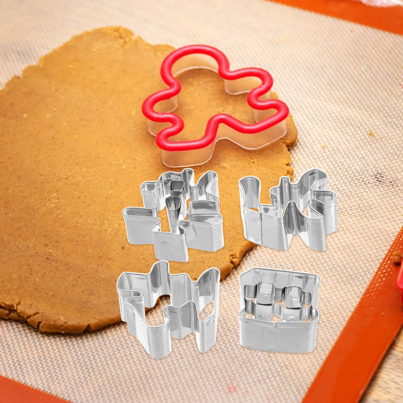 4Pcs Cookie Cutter Mold Stainless Steel Chinese Character Biscuit Molds Carrot Fruit Vegetable Engraved Fondant