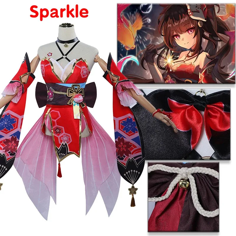 2025 Sparkle Cosplay Costume Honkai Star Rail Mask Suit Uniform Wig Halloween Party Dress for Women Comic Con Anime Game Car