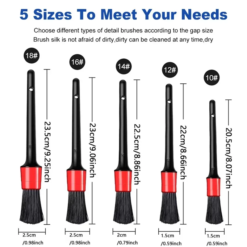 Car Detailing Brush Set - Leather And Air Vent Cleaning Tools For Interior/Exterior Maintenance Car Cleaning Accessories