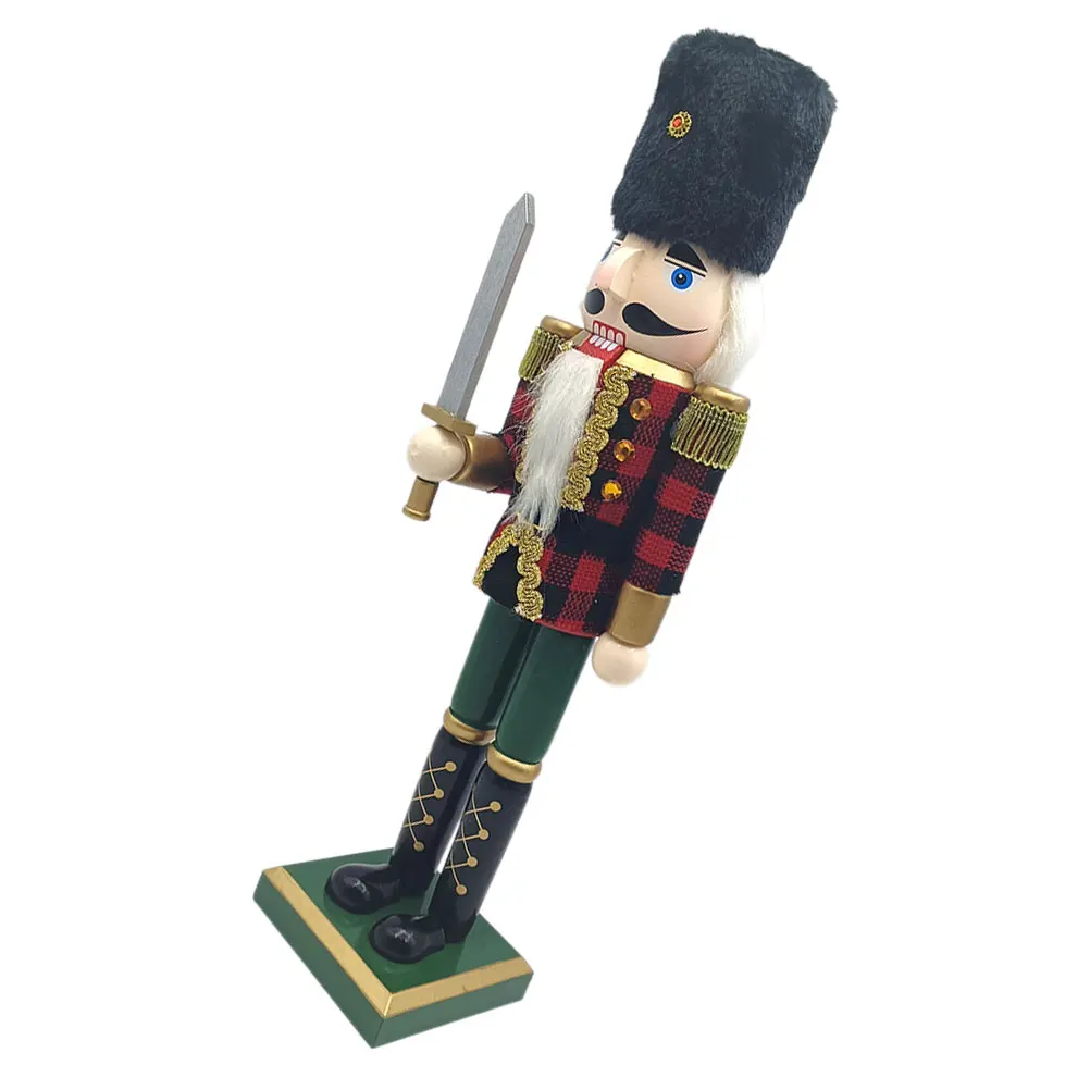 

Nutcracker Figures Plaid Cloth Christmas Decorations Wood Soldier Unique Toy Royal Style Festive Fabric Holiday Decor