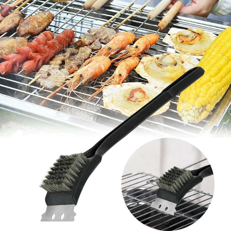 For Barbecue Grill Brush Steel Wire Bristles BBQ Stainless Steel Cleaning Brushes Durable Cooking Tool Outdoor Home BBQ Gas Kit