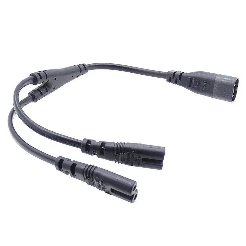

1PC IEC 320 C8 2Pin Male to 2 x C7 Female Y Split Power Cable IEC 320 C7 to C8 extension cords C8 male to C7 female