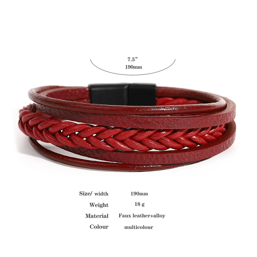 ALLYES Classic Handmade Braided Leather Bracelet for Men Women High Quality Multilayer Wrap Bracelets & Bangles Unisex Jewelry