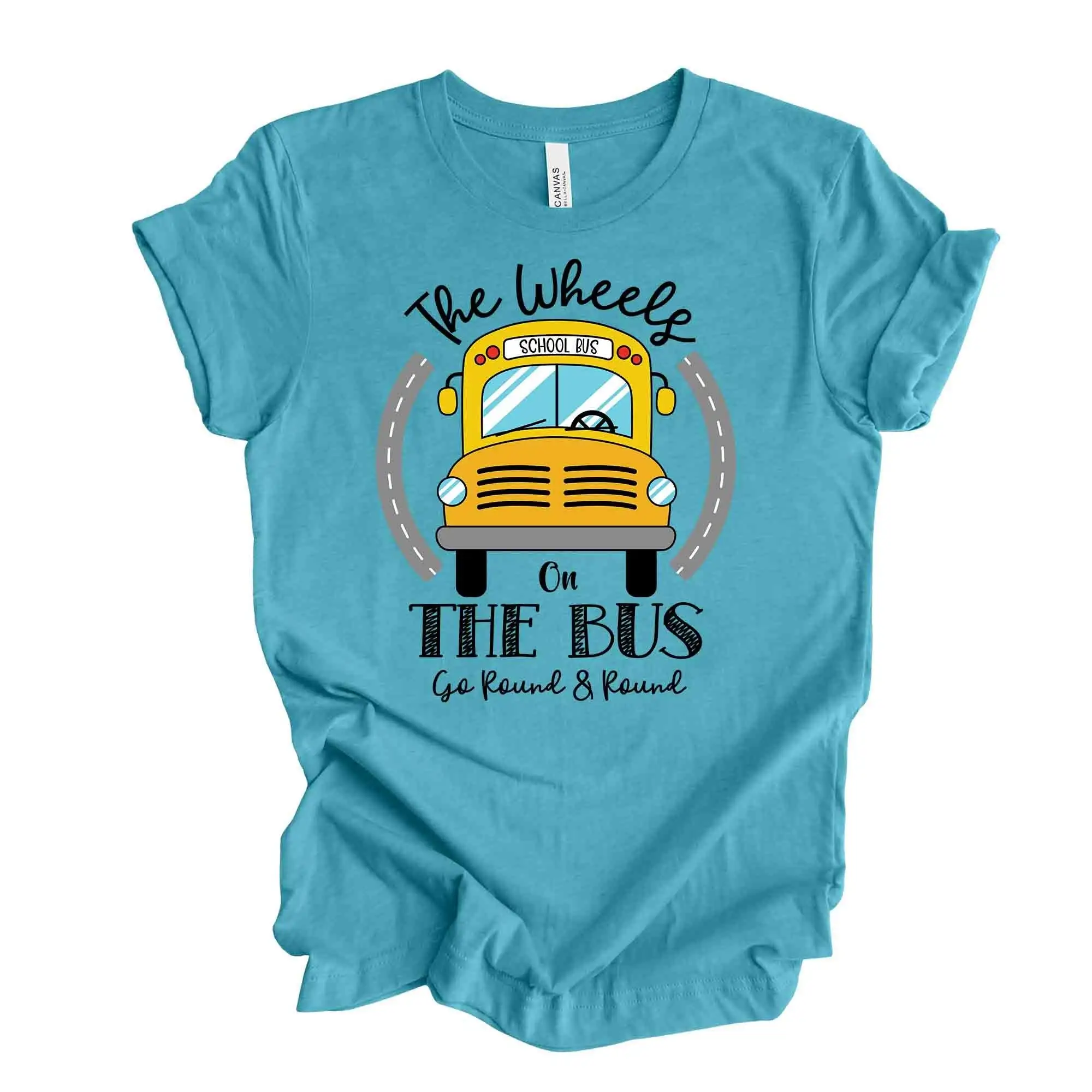 School Bus Driver T Shirt Wheels On The Go Around Design Premium Unisex 3 Color Choices Plus Size