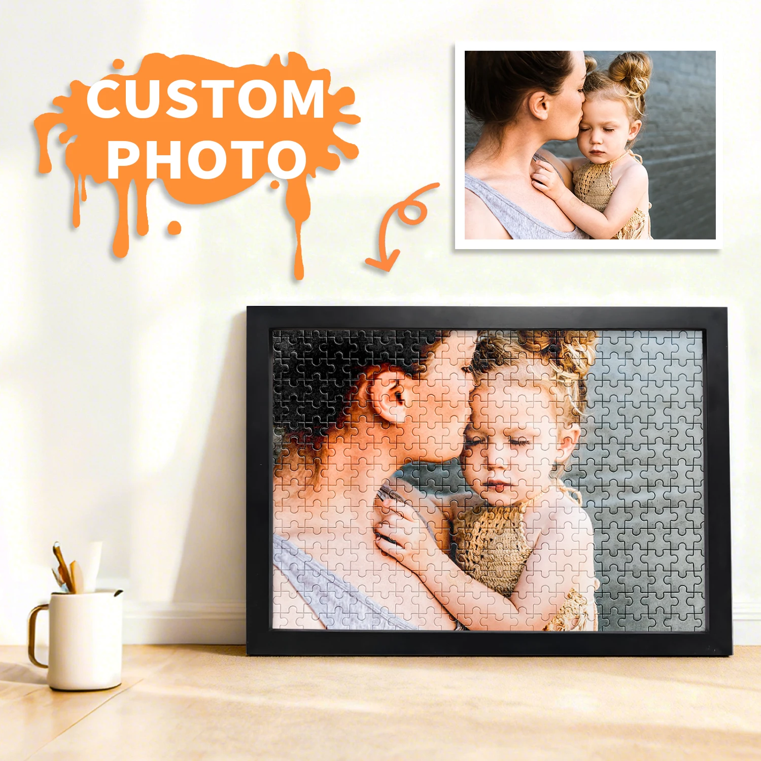 1 PC Custom Couple Portrait Jigsaw Puzzle Personalized Heart-Shaped with Or without Frame Holiday Gift