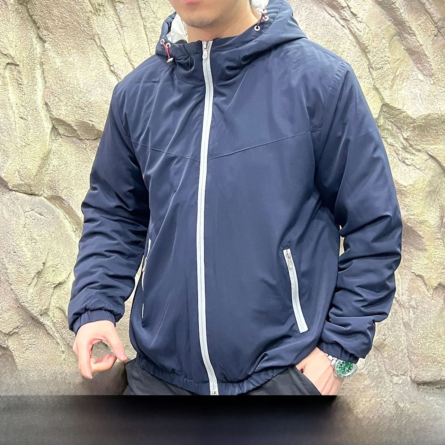 

Luxury Men's Casual Hooded Cotton Jaet Silk Wool Filled Autumn Winter High End Faion Stand Fit Long Sve Pure Color