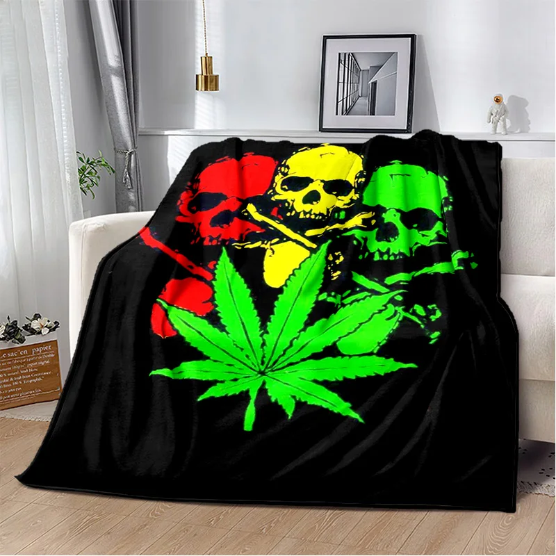 skull plant Cannabis sativa L Weeds Blanket for Beds Hiking Picnic Quilt Fashionable Bedspread Fleece Throw Blanket