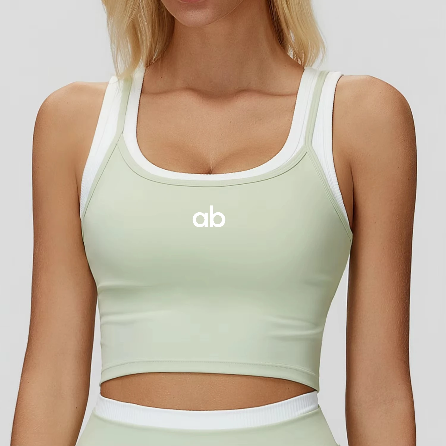 2026 Women Naked Feeling Color‑Block Sports Bra Sling Yoga Vest Gym Fitness Running Workout Sports Tank Top