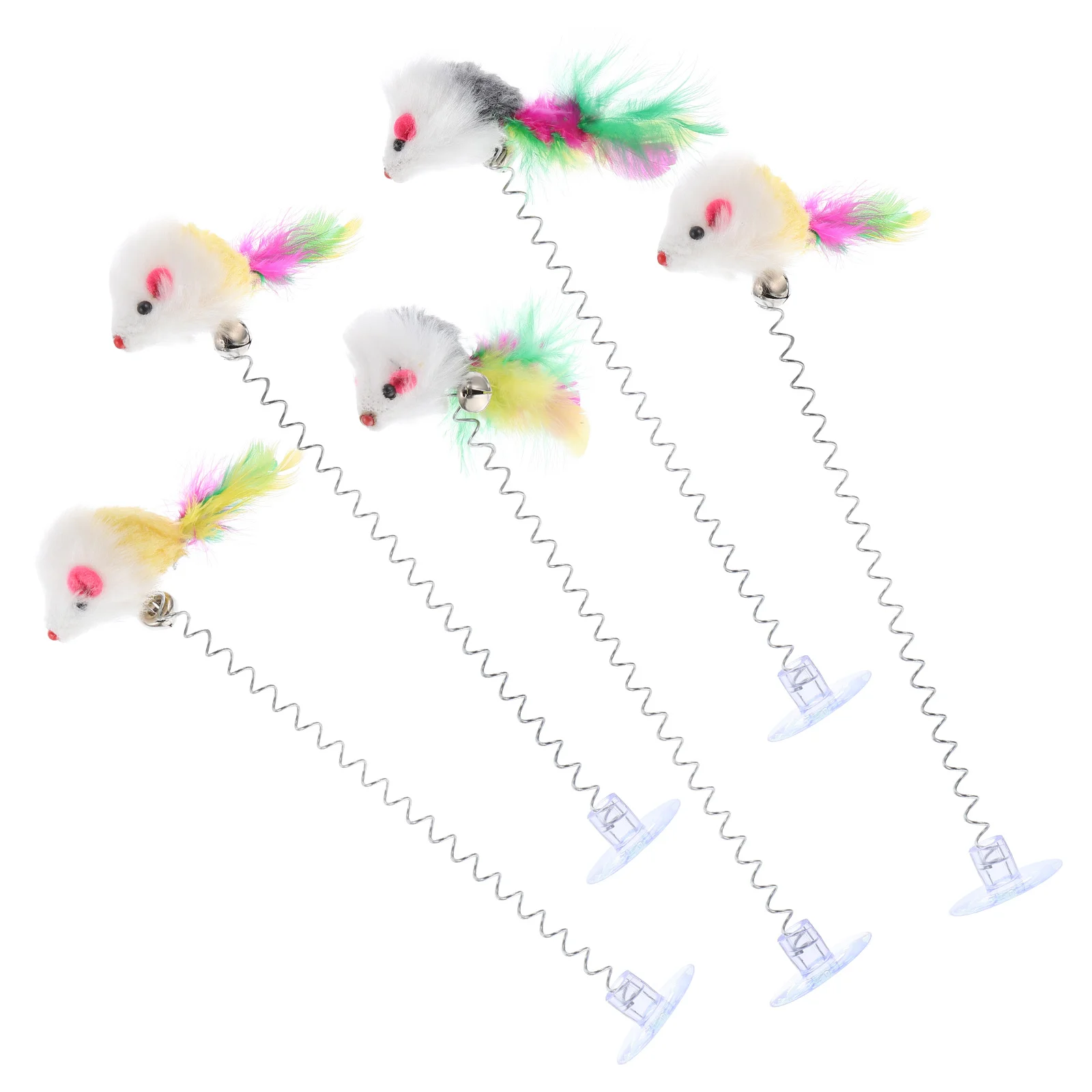 

5 Pcs Sucker Cat Teaser Interactive with Suction Sports Plaything Feather Pet Stick Toy Wand Exercise