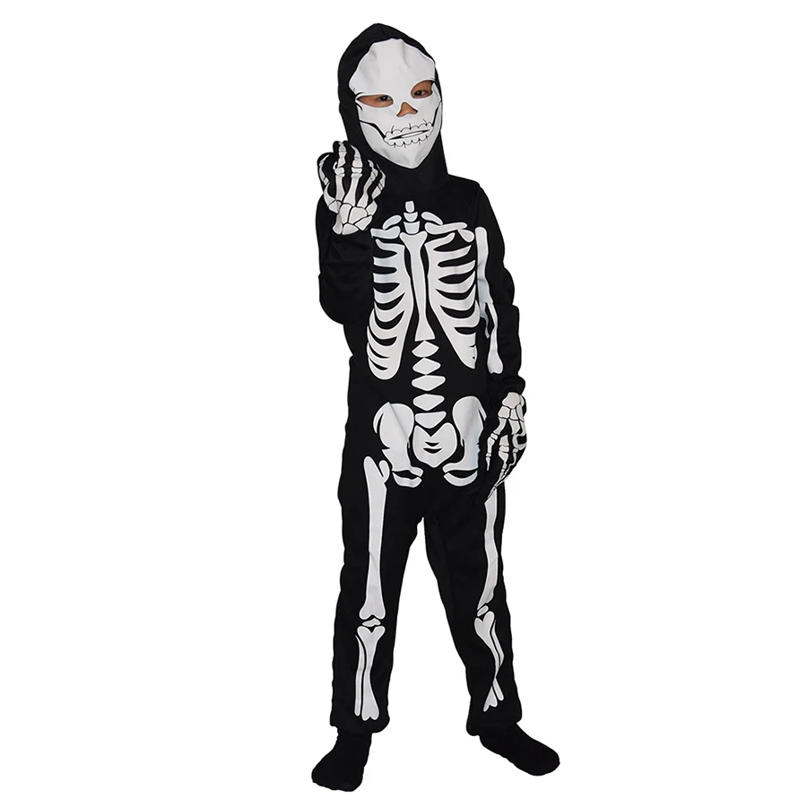 Disfraz de Halloween para niños, mono de Calavera, esqueleto aterrador, hueso fantasma, ropa de Carnaval