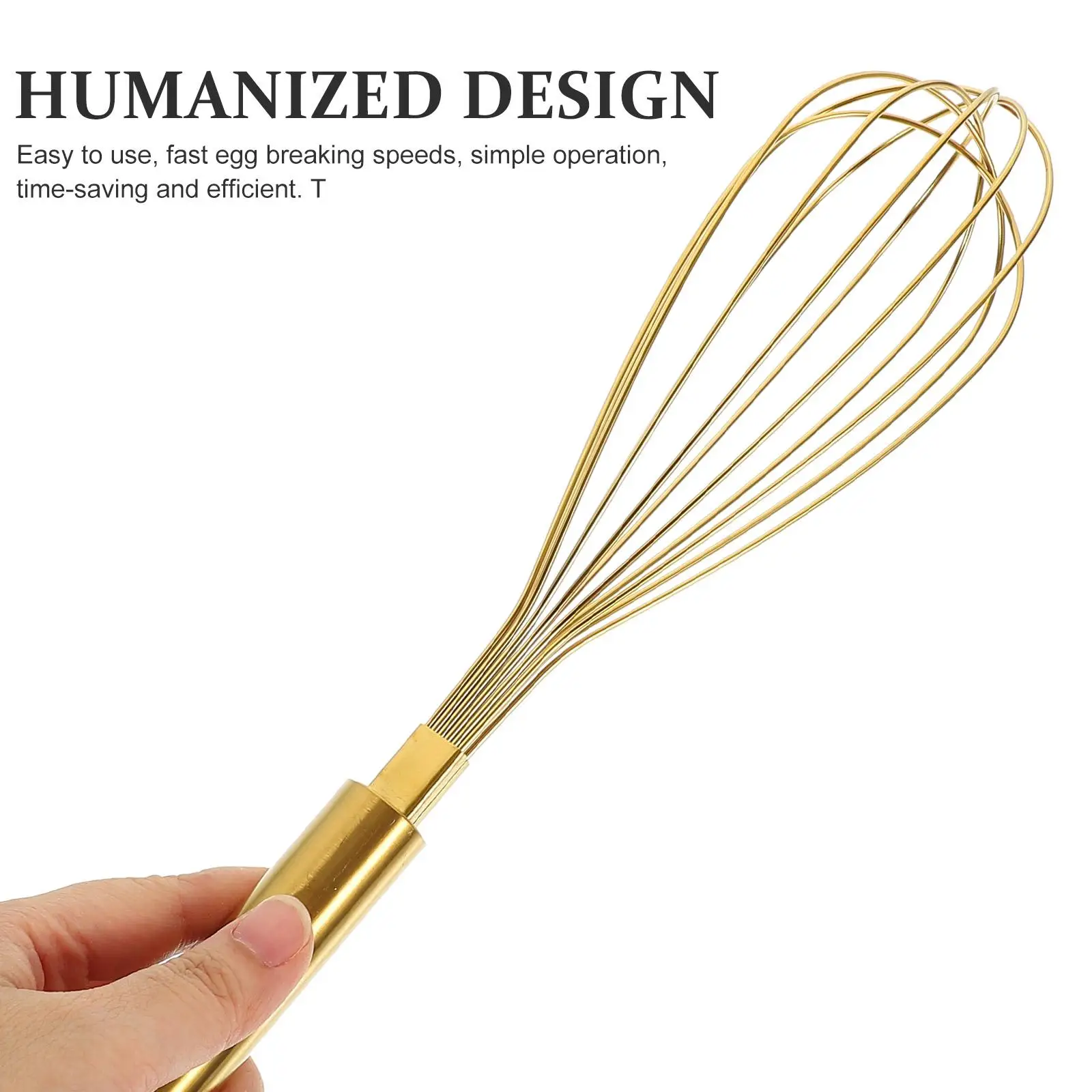 Eggs Whisk Beater Manual Mixing Electric Wire Stainless Steel Golden Kitchen Tool Small Rose