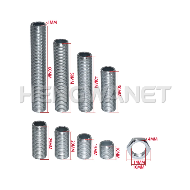 10pcs M10 Hollow Tooth Tube Internal Thread Hollow Screw Nut Chandelier Connect Rod Lamp Cap Fixed Base Lighting Accessories