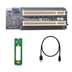 NVME/Mini PCIE/PCI Express X1 to Dual PCI Riser Card High Efficiency Adapter Converter USB 3.0 Cable for Desktop PC ASM1083 Chip